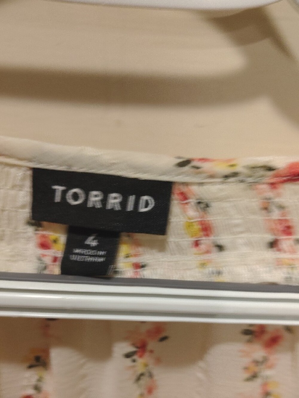 torrid White Floral Stripe Peasant Tunic - Picture 2 of 9